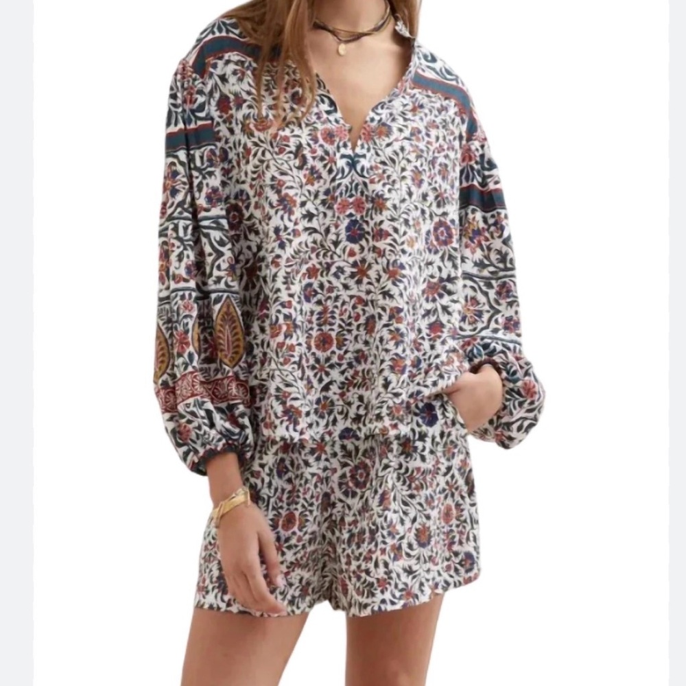 Boteh verbena blouse and shorts set